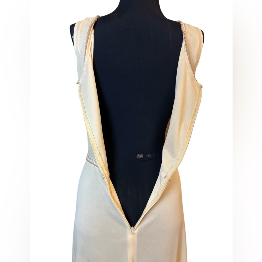 Vintage 70’s Cream Cleopatra Union Made Long Sleeveless Dress - Picture 11 of 16